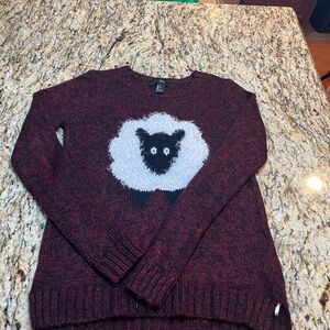 Burgundy Sweater with Sheep Design Forever 21 size small